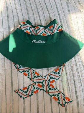 Malbon Green Floral Tie-Back Sun Visor